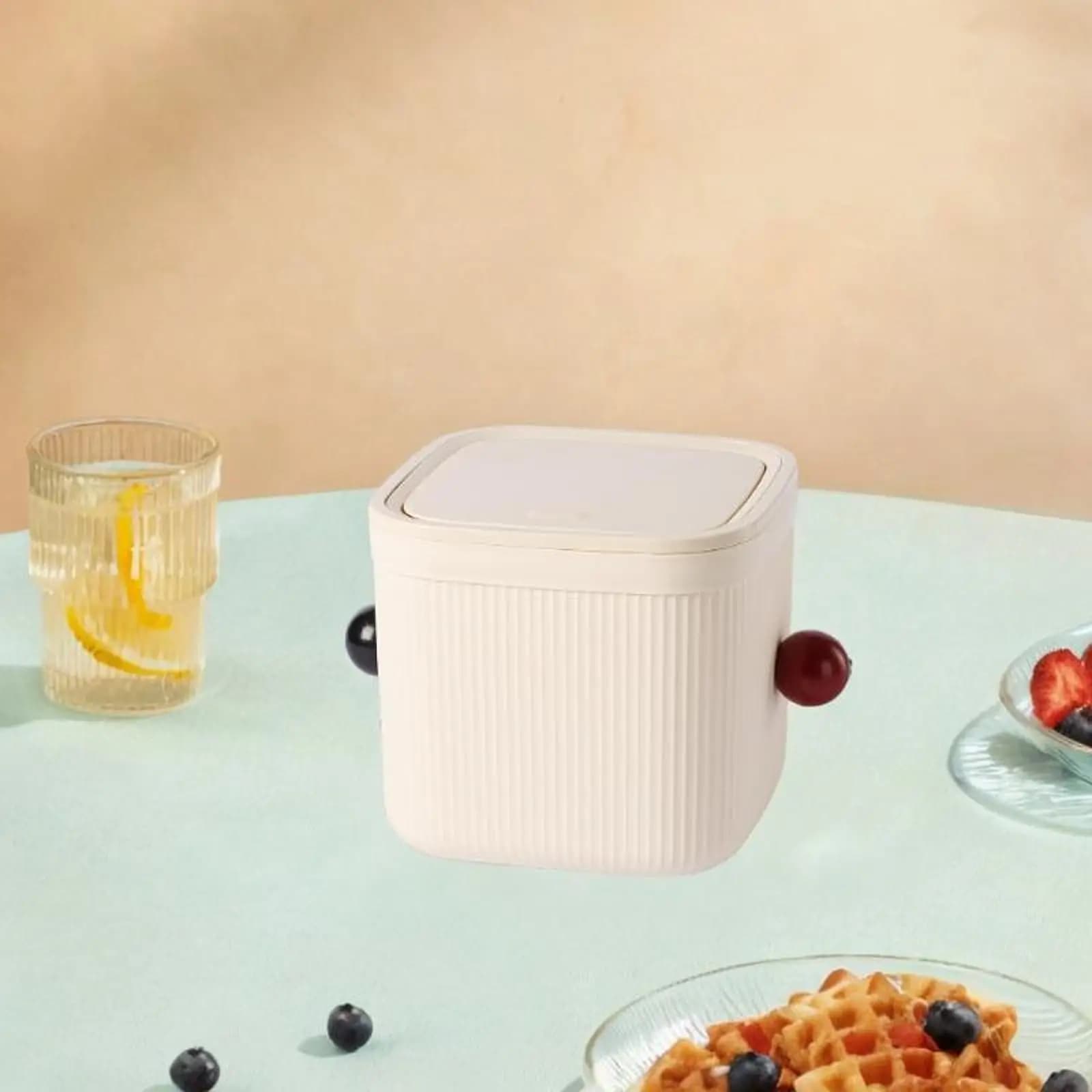 Bidone della spazzatura da banco Bidone della spazzatura con coperchio Cestino della spazzatura multifunzione antiscivolo facile da pulire per il soggiorno del dormitorio di casa