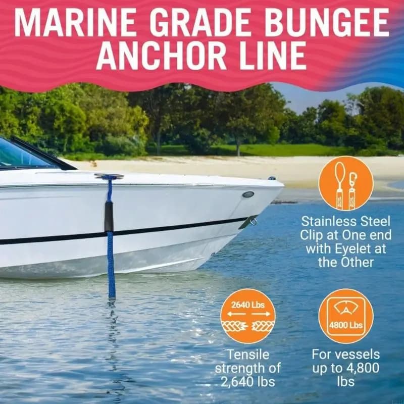 Dock Rope for Everyday Mooring, Floating Stretch Line with Marine Hardware for Controlled Positioning and Handling