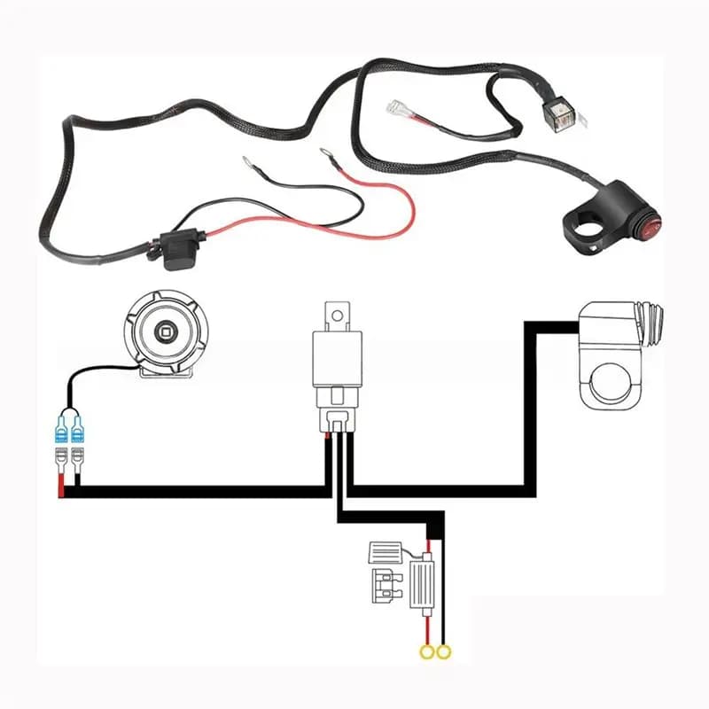 Interruttore per Faro da Lavoro Moto, Fendinebbia, Faretto On/Off, Cablaggio in Nylon, Barra Luminosa per Auto, Barca, Camion, Cavo - M54K