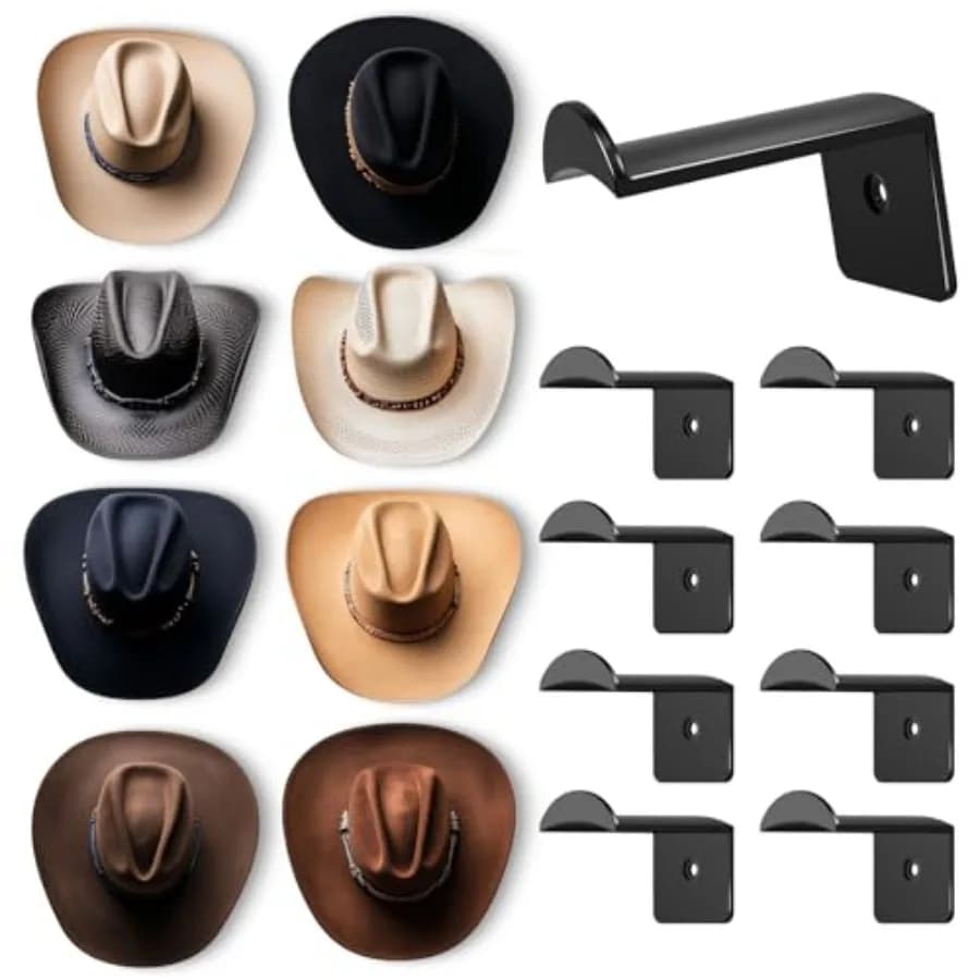 Ganci da parete per cappelli da 2,8 pollici - Confezione da 8, porta cappelli da cowboy con forte adesivo, organizer per cappellini da baseball, decorazione per camera in stile western