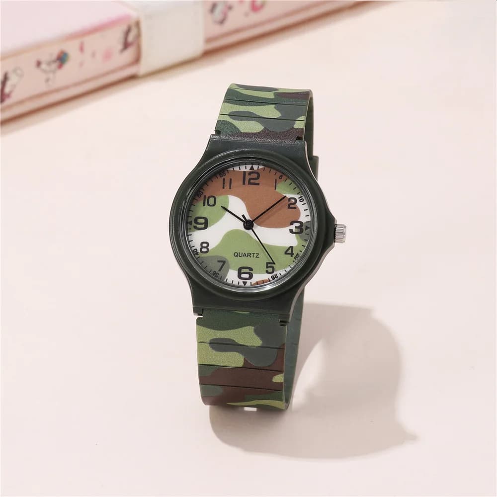 fashion camouflage band quartz boys and girls students wrist watch