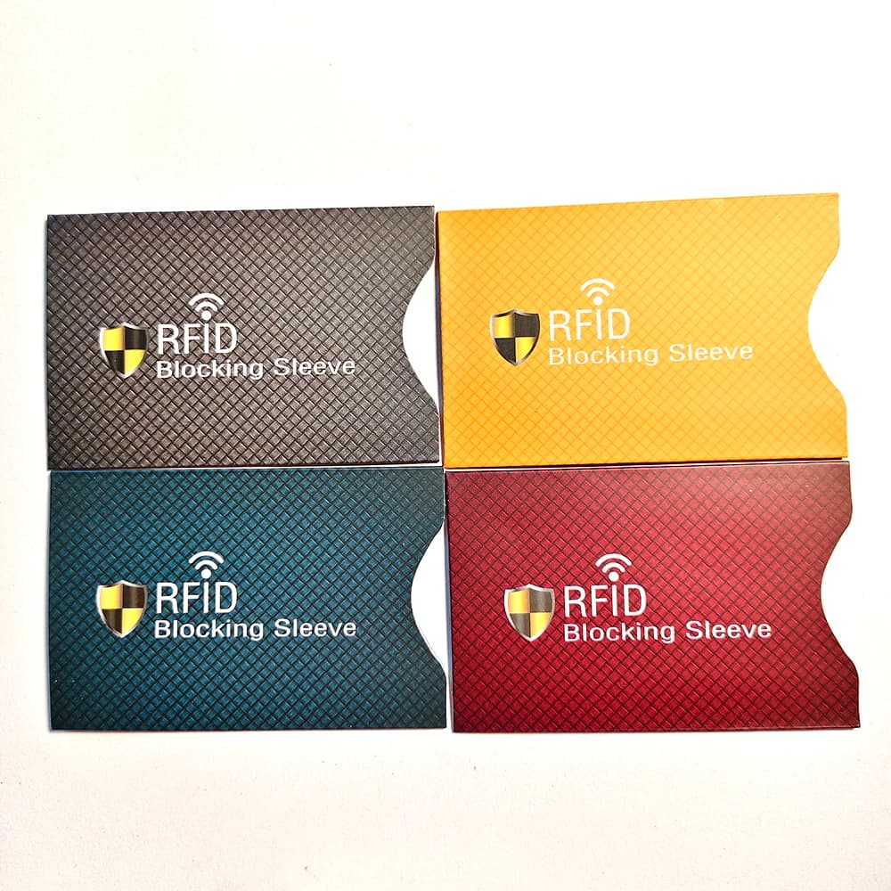 Porta carte di credito portatile con blocco RFID NFC da 5 pezzi, protezione per carte di credito NFC RFID, foglio di alluminio antimagnetico