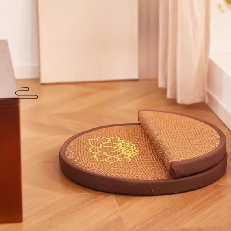 Lotus Embroidery Meditation Cushion Round Floor Sitting Mat Tatami Style Prayer Mat Buddhist Kneeling Pad Yoga Floor Cushion