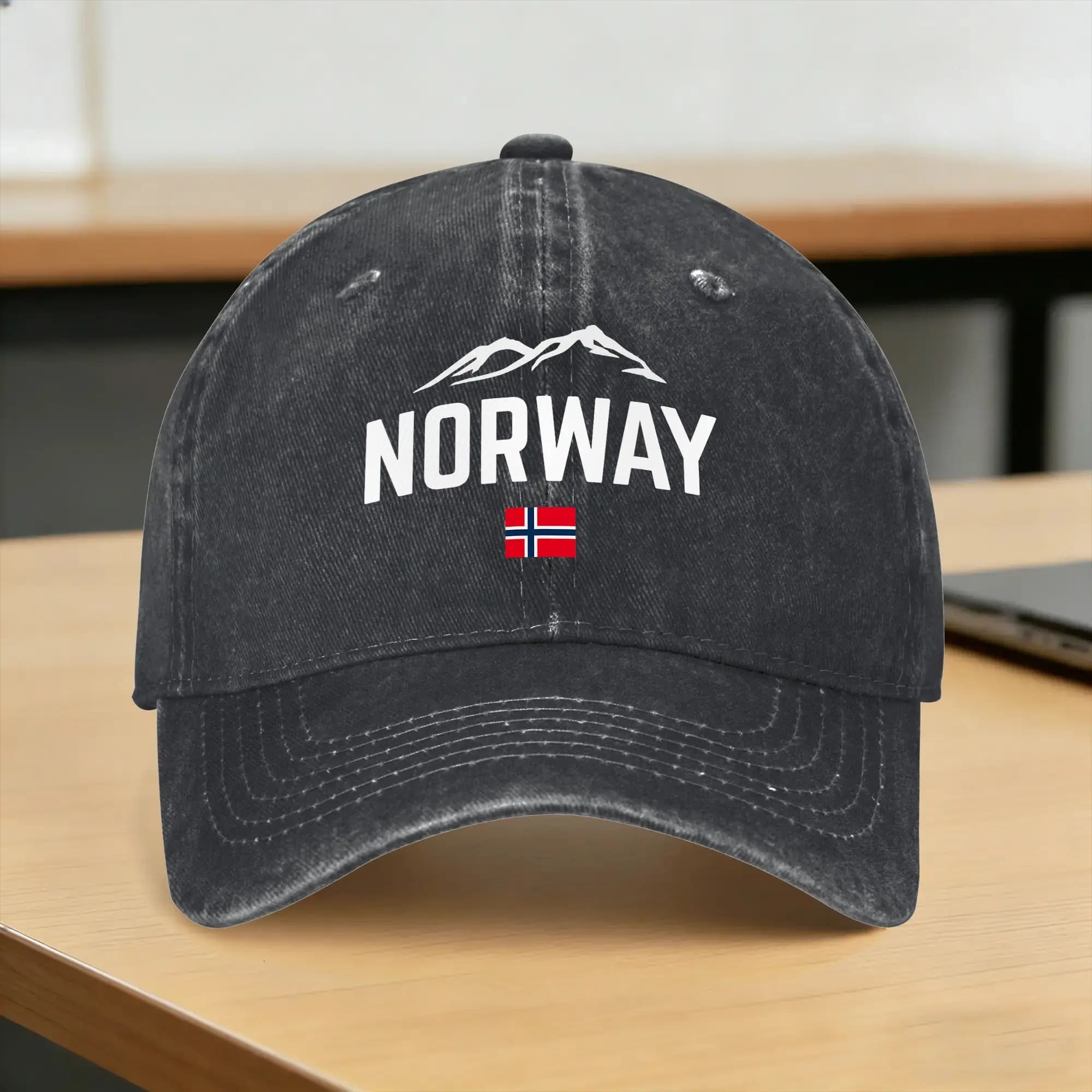 NORWAY Flag Sun Baseball Cap Fashion Unisex Men Washed Trucker Hat Dropshipping Design Hunting Camping Baseball Caps Gift