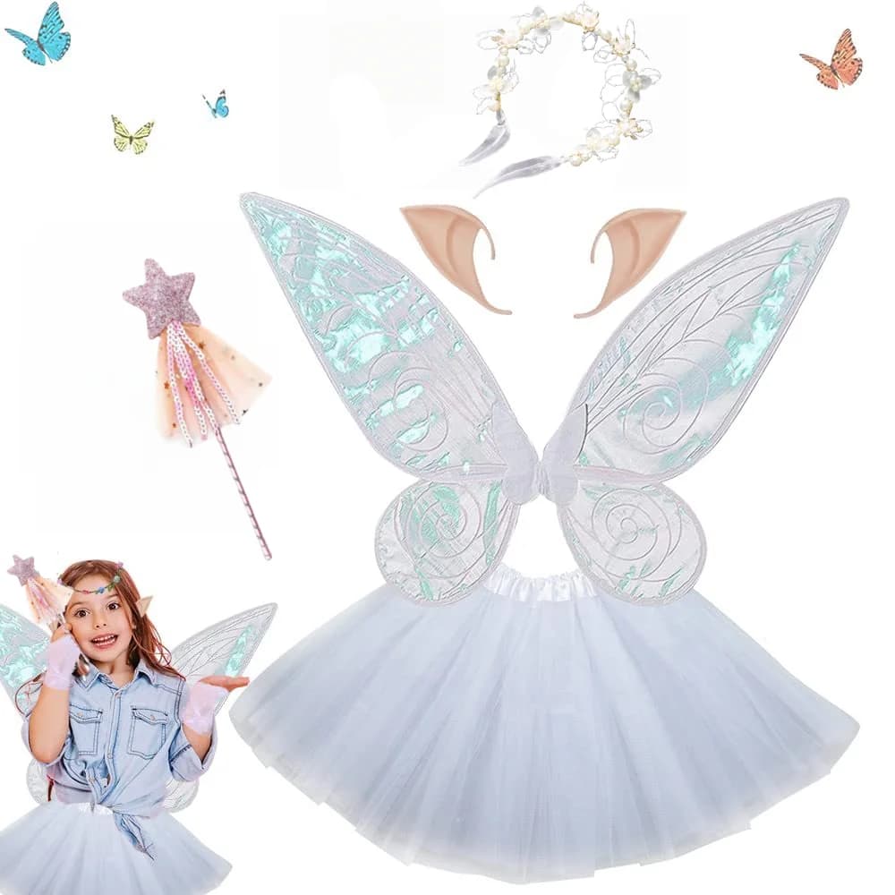 Princess Butterfly fairy wing skirt Christmas elf ears Magic box Set Halloween Festival Party Costume Gift Stage Dress Up Puntelli
