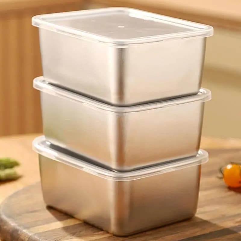 Contenitore per Snack scatola per la cena in metallo Bento Lunch Box in acciaio inossidabile Anti-perdita Bento Box per frigorifero con coperchio