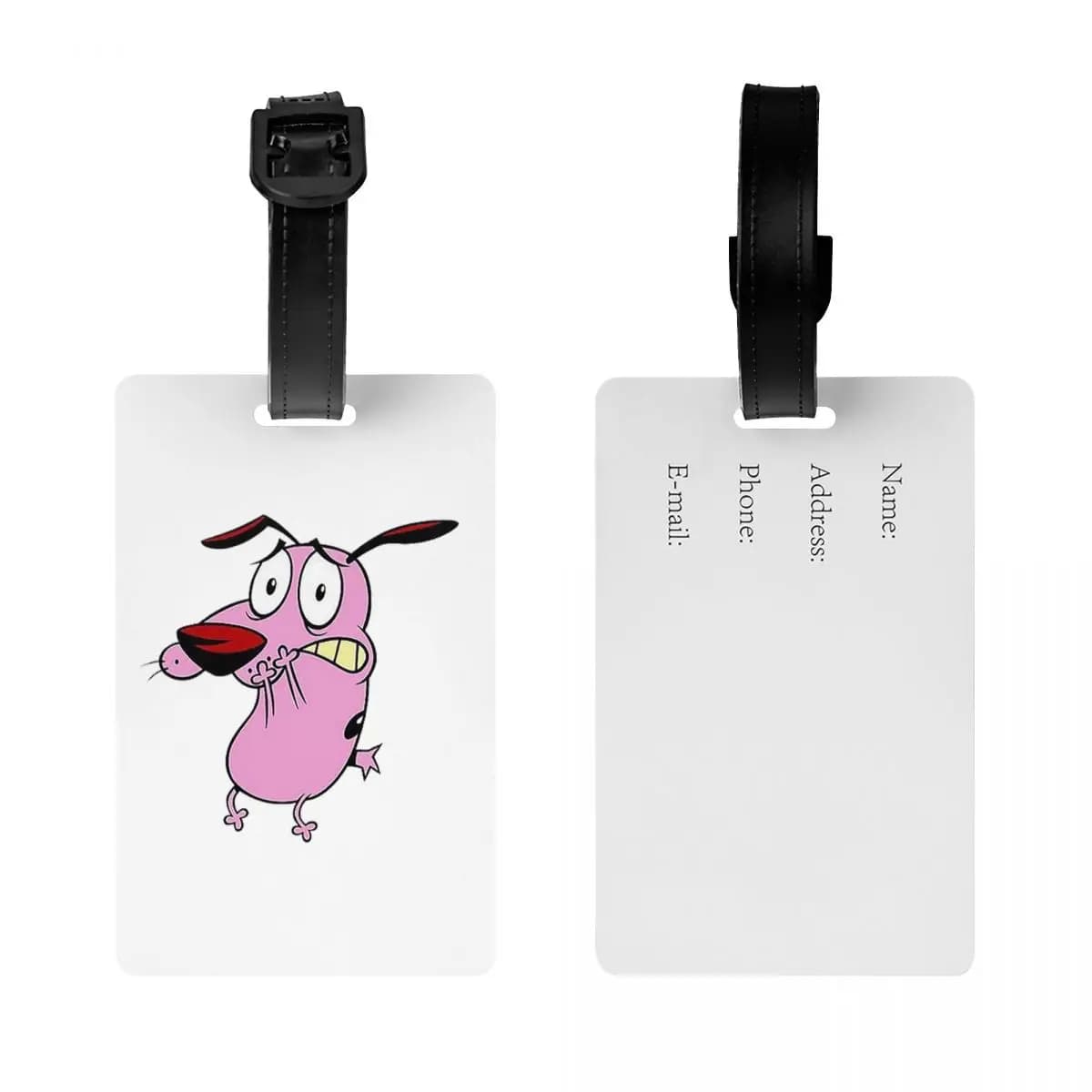Etichette per Bagagli con Cane Coraggioso e Timido, Accessori per Valigie, Targhette per Bagaglio da Viaggio, Porta Etichette con Nome e Indirizzo