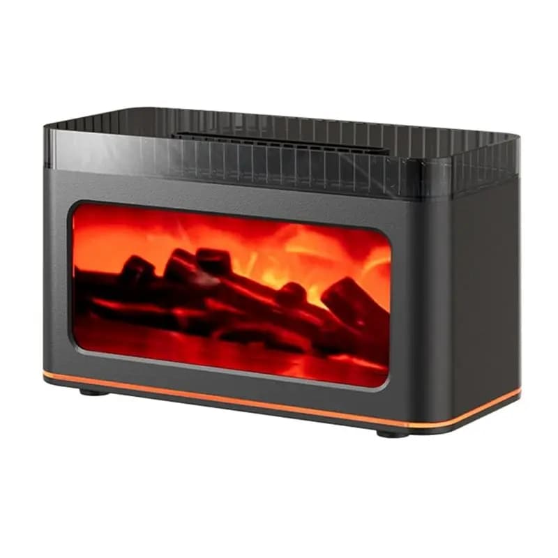 FGGS-Desktop Mini Caminetto con Fiamma Simulata di Legno, Diffusore di Aromi e Umidificatore, Fiamma Simulata B