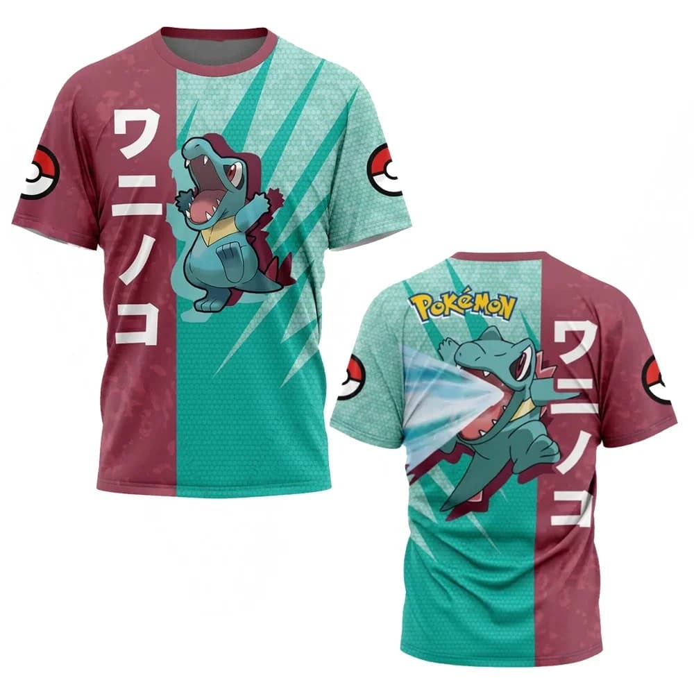 T-shirt Estiva 2026 Pokémon Saur (Cannone d'Acqua Bicolore Giapponese) Casual Stampata in 3D Traspirante ad Asciugatura Rapida per Adulti