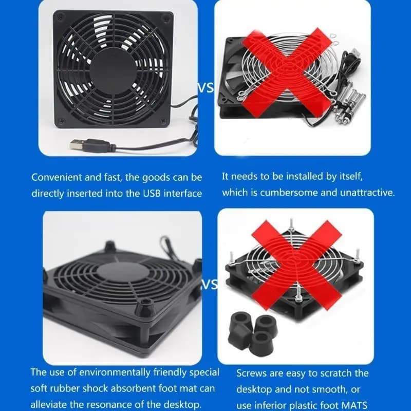 Ventola raffreddamento USB 652F DC5V da 120 mm con interruttore per apparecchiature rete per uffici domestici, armadi e