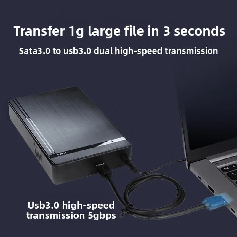 Custodia per disco rigido da 2,5/3,5 pollici Custodia per disco rigido USB 3.0 Adattatore da SATA a USB 3.0 Scatola per disco rigido esterno per PC portatile