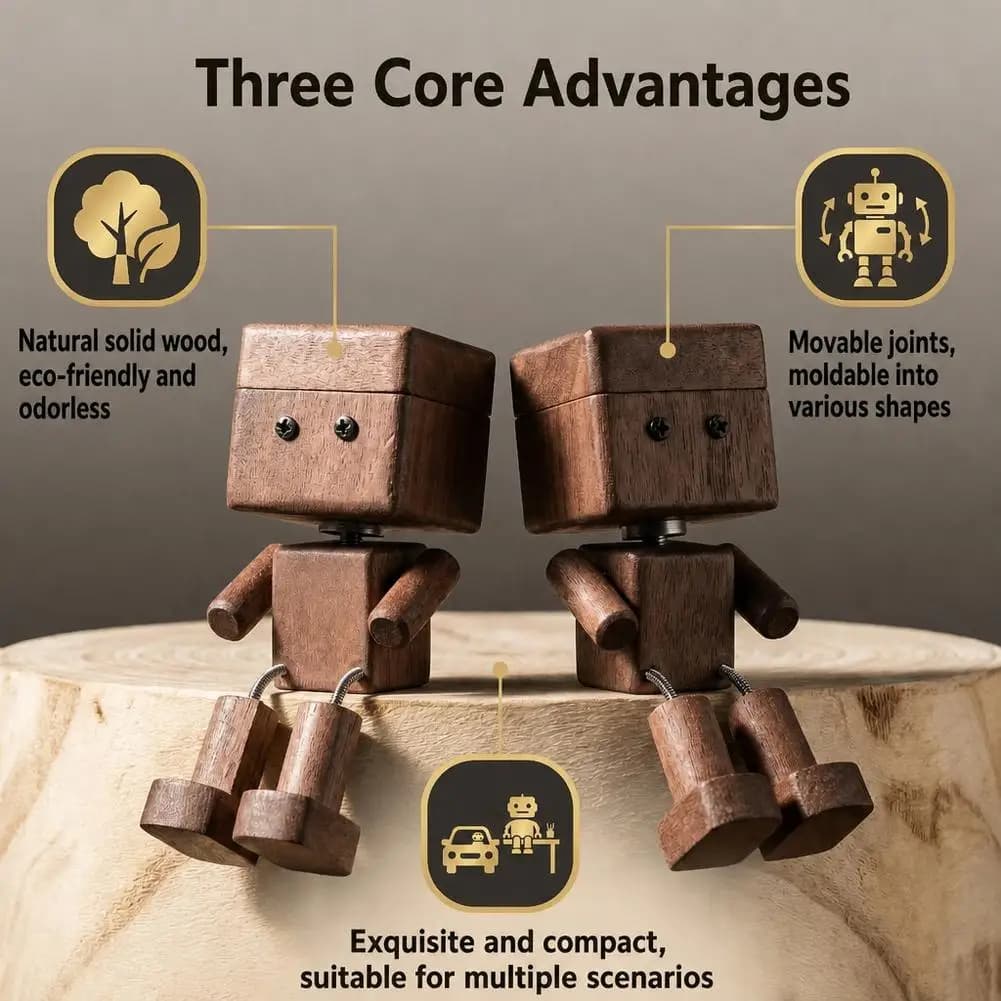 Wooden Car Air Vent Freshener Creative Shaking Leg Robot Aroma Diffuser Decor Ornament For Vehicle Interior Desktop Ornament