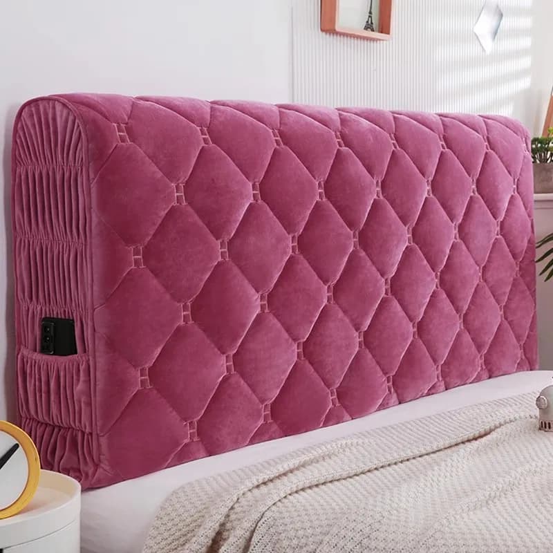 Quilted Luxury Thicken Velvet Headboard Cover Solid Color High Grade All-inclusive Bedside Cover Soft Plush Bed Head Cover