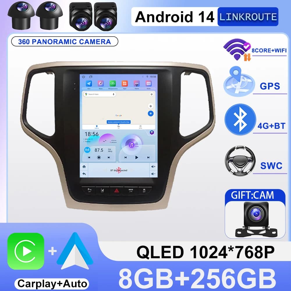 9.7 inches For Jeep Grand Cherokee 2014 - 2017 Autoradio Android Style 14 Carplay Multimedia Reader 2din GPS Auto Stereo DVD