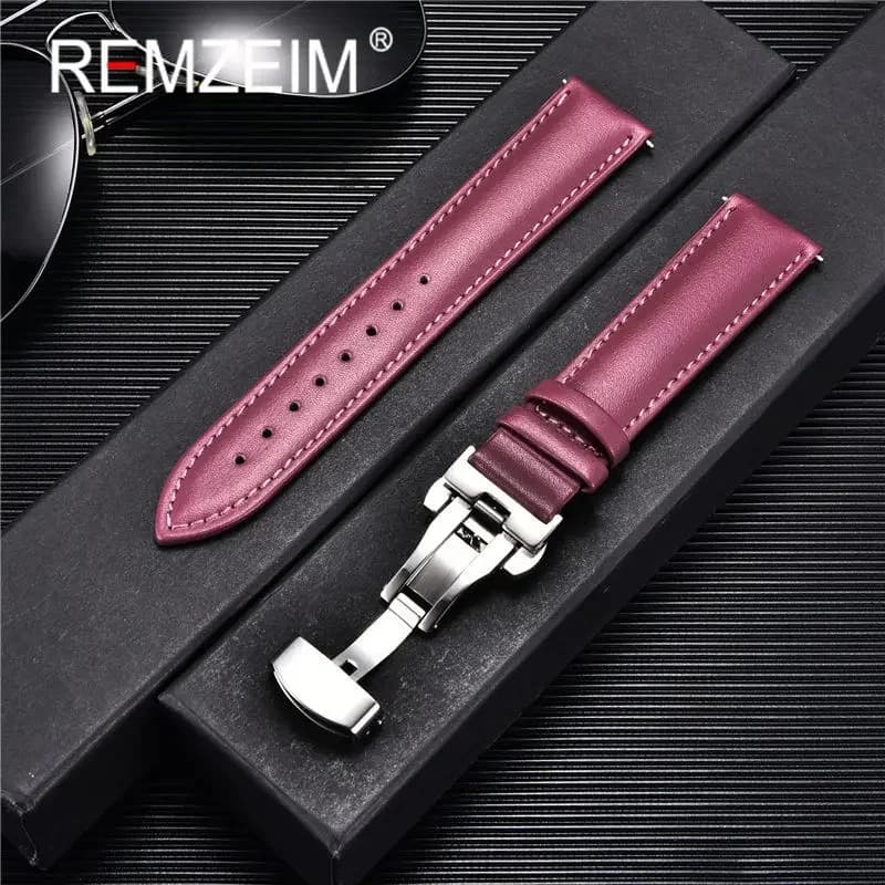 REMZEIM cinturino in vera pelle morbida con cinturino automatico con fibbia orologi da donna 18mm 20mm 22mm 24mm cinturini per orologi viola