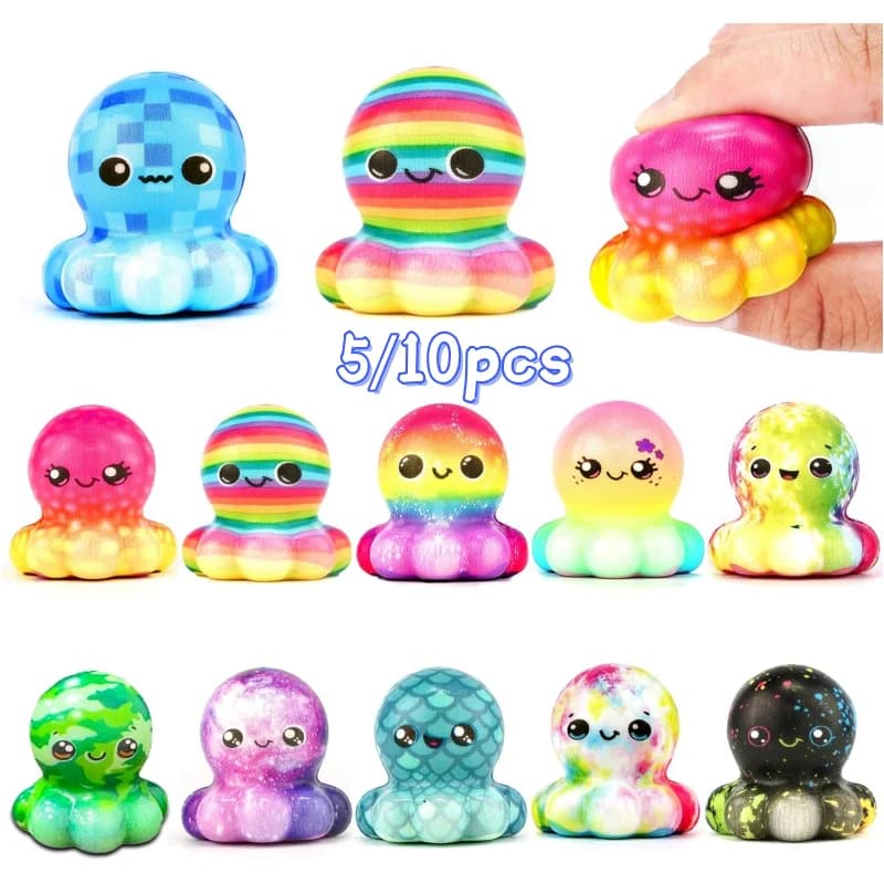 Squishy a Forma di Polpo a Spremutura Lenta, Giocattoli Antistress per Adulti e Bambini, Palline Morbide a Spremutura Lenta per Alleviare lo Stress, Giocattoli Antistress per Feste di Compleanno e Pasqua