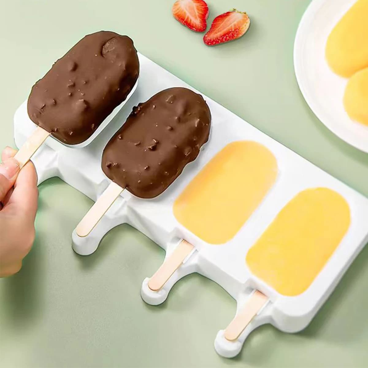 Stampo in silicone per gelato, stampo in silicone fai da te, vassoio per ghiaccio con succo di frutta, stampo per ghiaccioli, per cottura