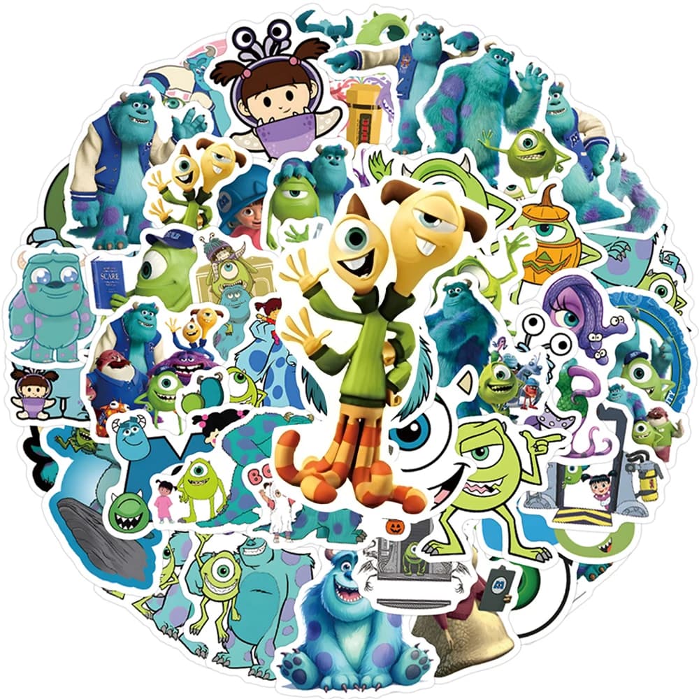 10/30/50 Pezzi Adesivi Divertenti Disney Anime Monster Inc, Decalcomanie Cartoon per Laptop, Notebook, Telefono, Impermeabili e Carini