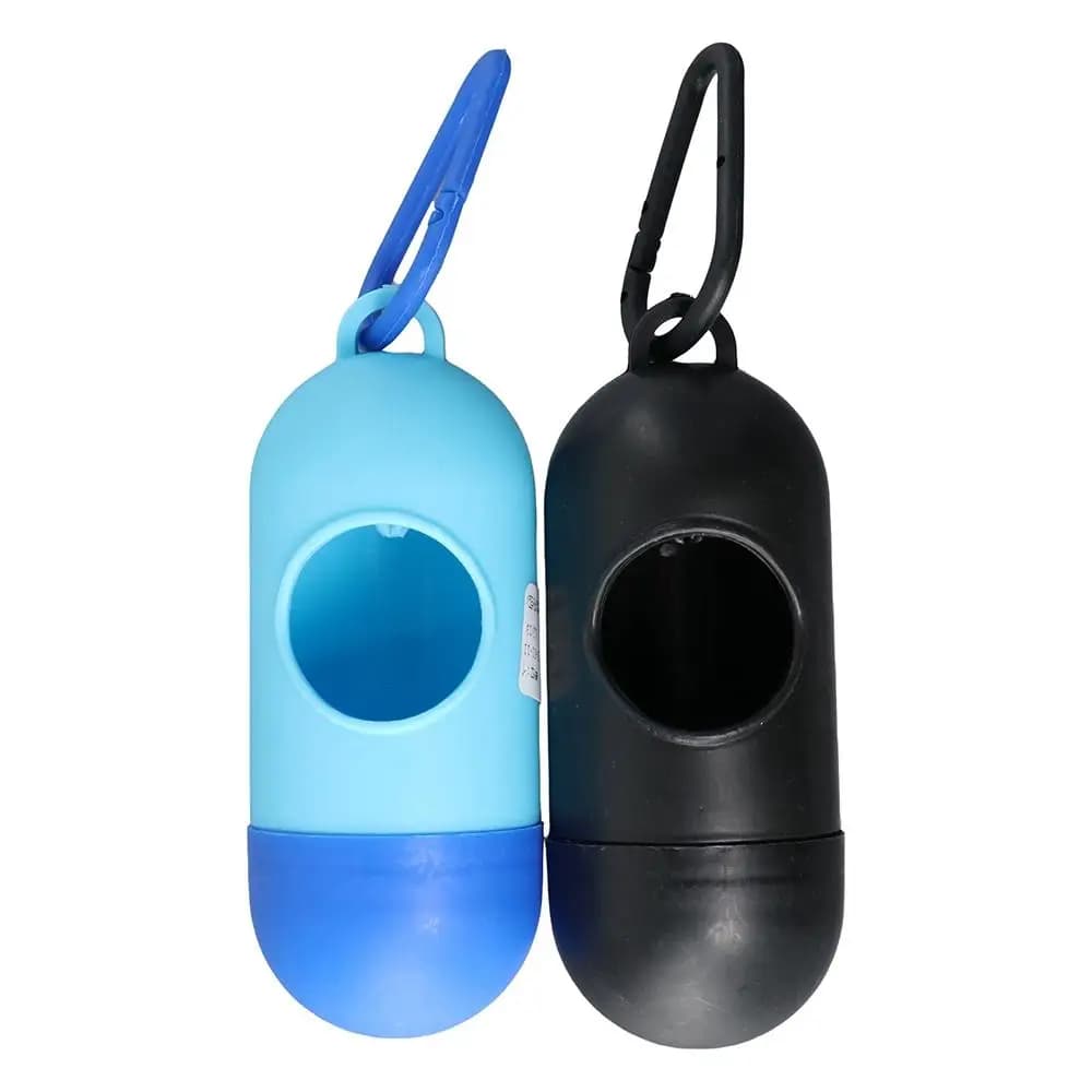 Dispenser per Sacchetti per Rifiuti di Cani e Gatti con Moschettone, Contenitore Porta Sacchetti Igienici per Animali Domestici
