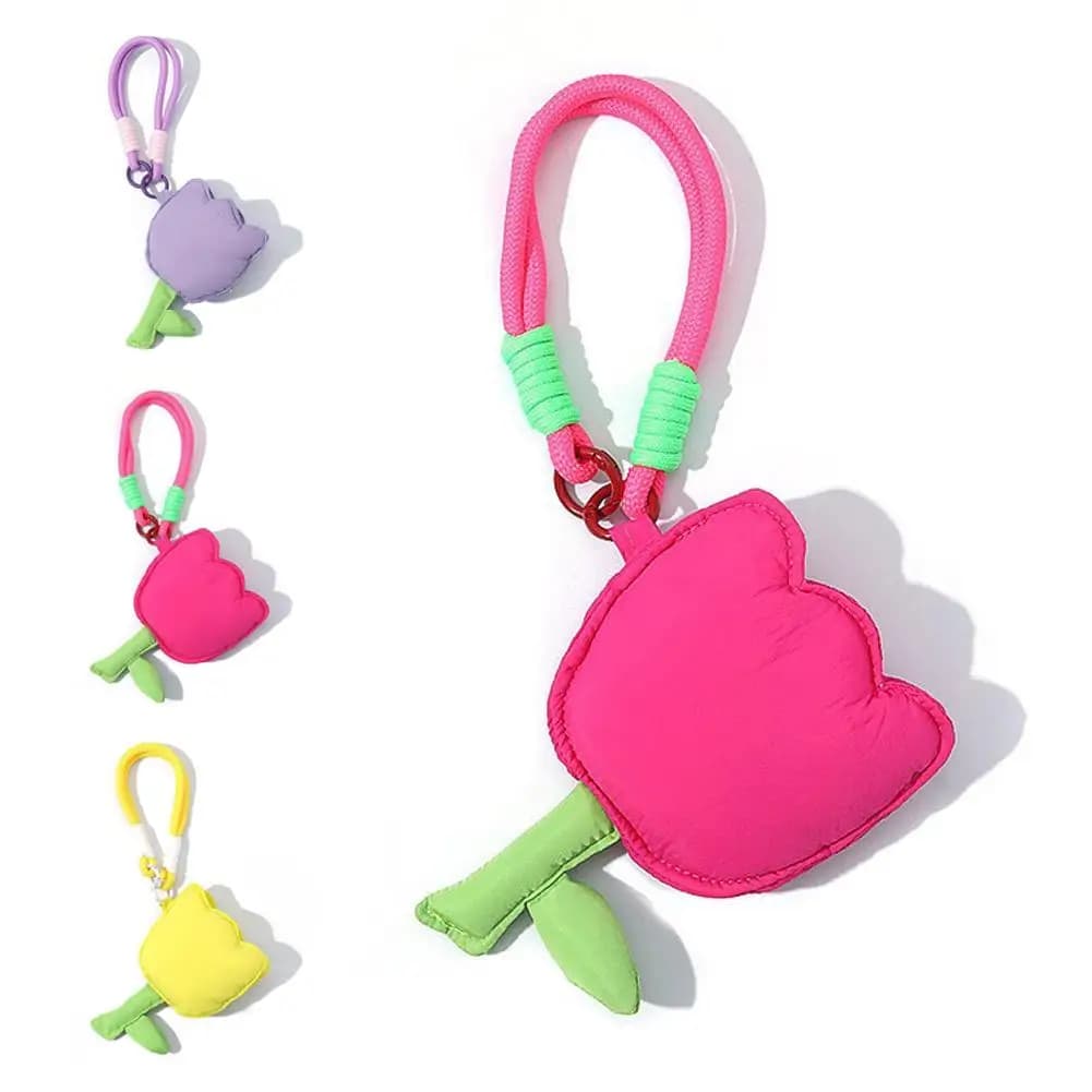 Borse portaoggetti Bluetooth a forma di tulipano, portamonete, custodie per auricolari, piccoli ciondoli per zaini, accessorio elegante, compatto e versatile