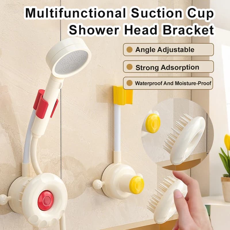 Supporto Doccia Multifunzionale Regolabile con Ventosa, Porta Doccetta Senza Foratura, Supporto Mobile per Spruzzatore Manuale Bagno