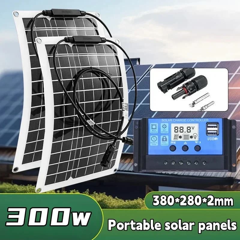 Pannello solare da 300 W Pannello solare flessibile da 18 V con controller 10A-100A adatto per telefoni cellulari Caricatore da pannello solare per auto e camper