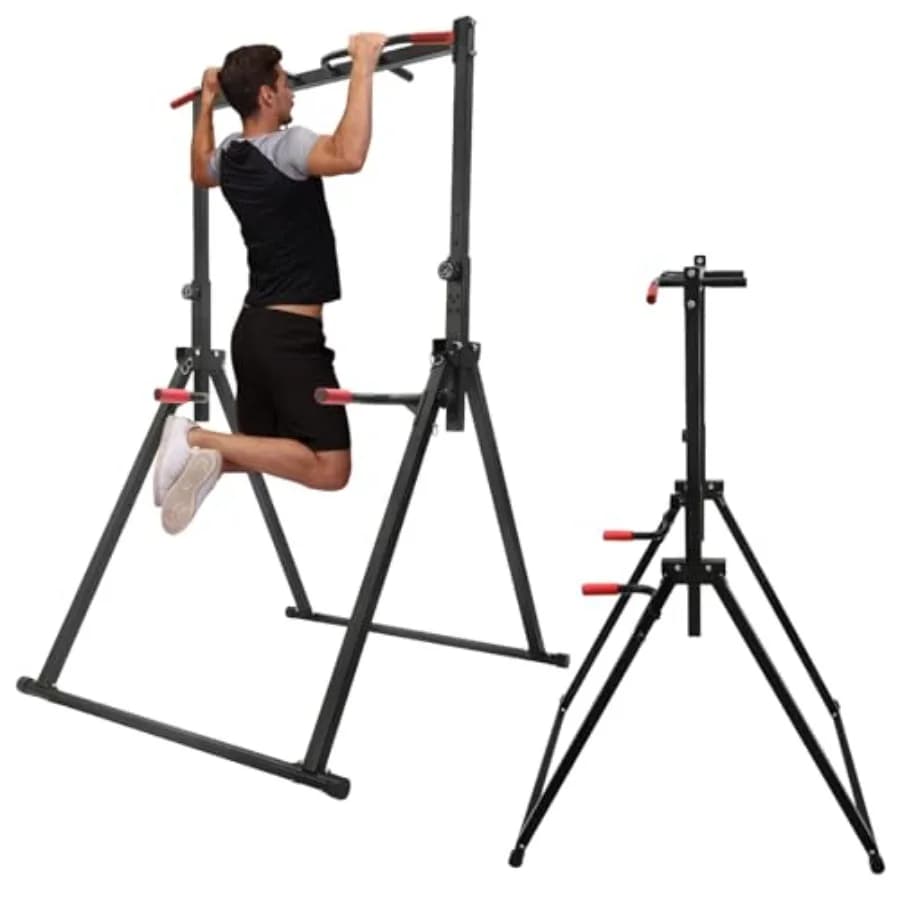Multifunction Station Foldable for Tractions and Dip, Fitness Equipment Adjustable for Home and Open Training