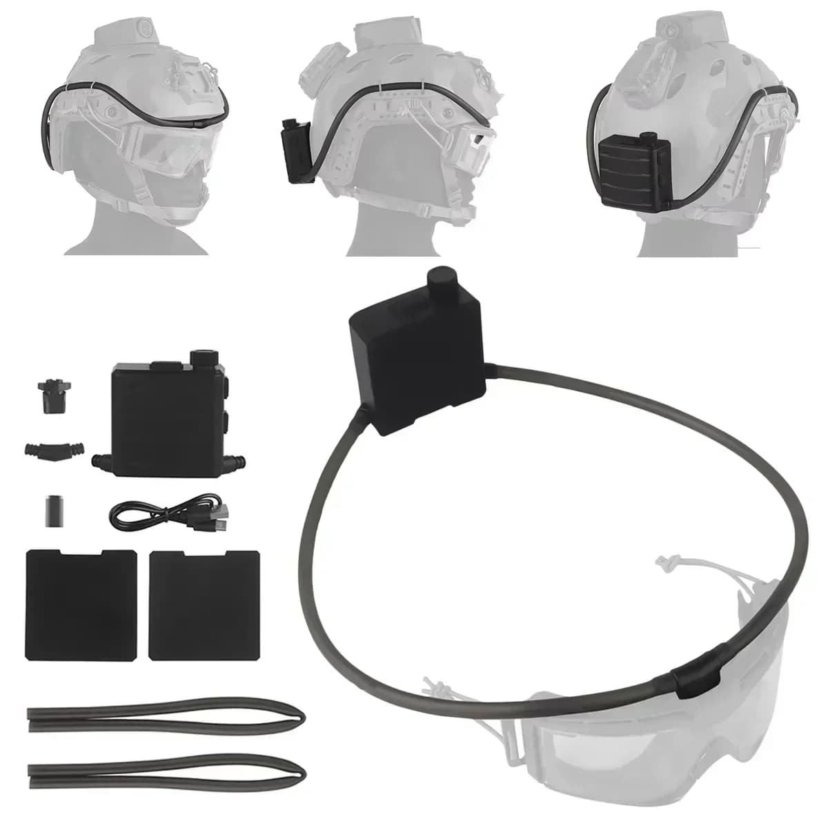 Occhiali tattici Disappannamento Ventola Occhiali Kit antiappannamento Escursionismo Sci Protezione di sicurezza per moto Caccia all'aperto Tiro Attrezzatura softair