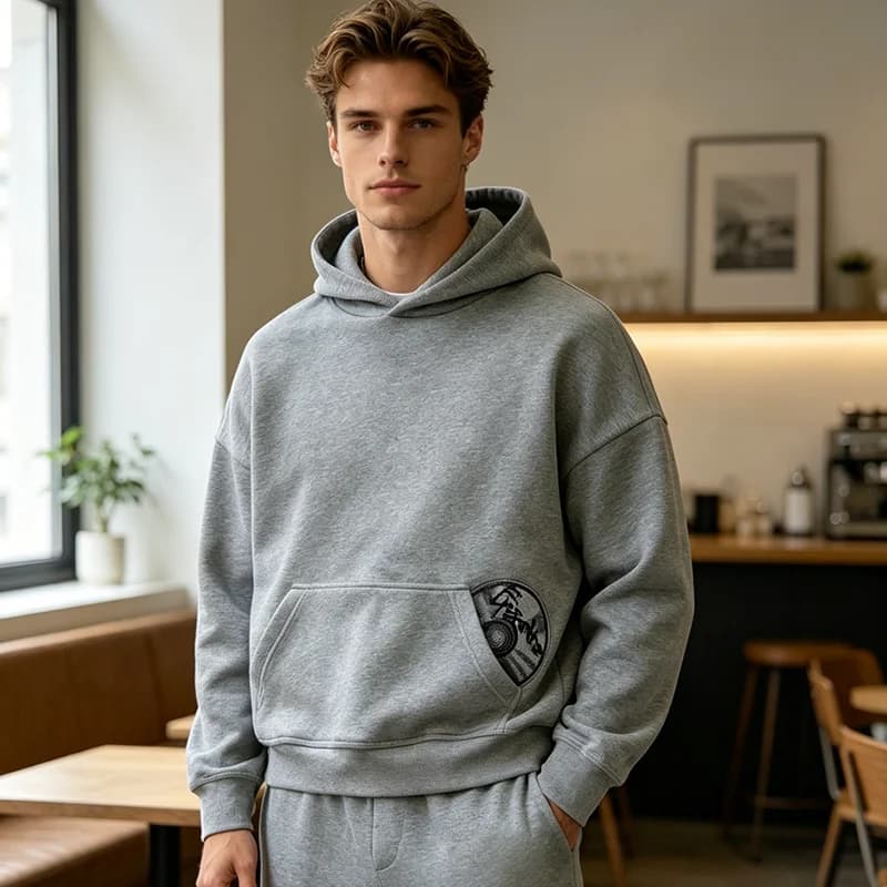 Nuovo Set Primaverile Trendy con Felpa e Pantaloni con Ricamo 3D, Stile Y2K, Tinta Unita, Versatile, Due Pezzi per Coppie