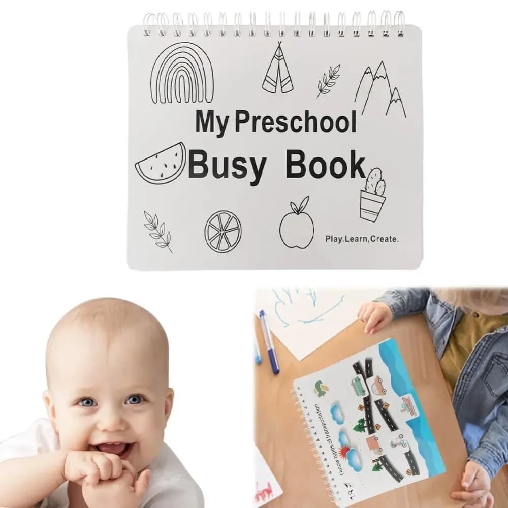 Libro delle Attività per Bambini in Età Prescolare con Incollaggi Ripetibili, Puzzle, Attività Manuali, Letture Interattive e Quaderno Educativo