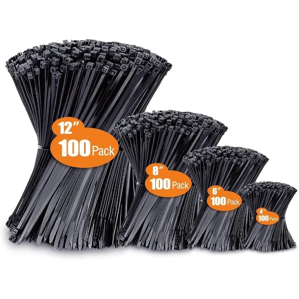 Varie dimensioni (4"+6" +8"+12"), 400 confezioni, fascette nere, fascette per protezione UV di