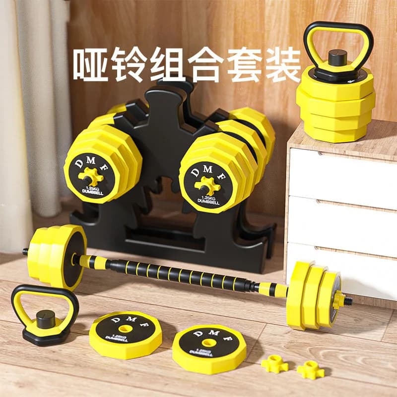 Set di manubri in ghisa massiccia per fitness domestico da donna, set combinato di bilancieri e kettlebell regolabili per uomo