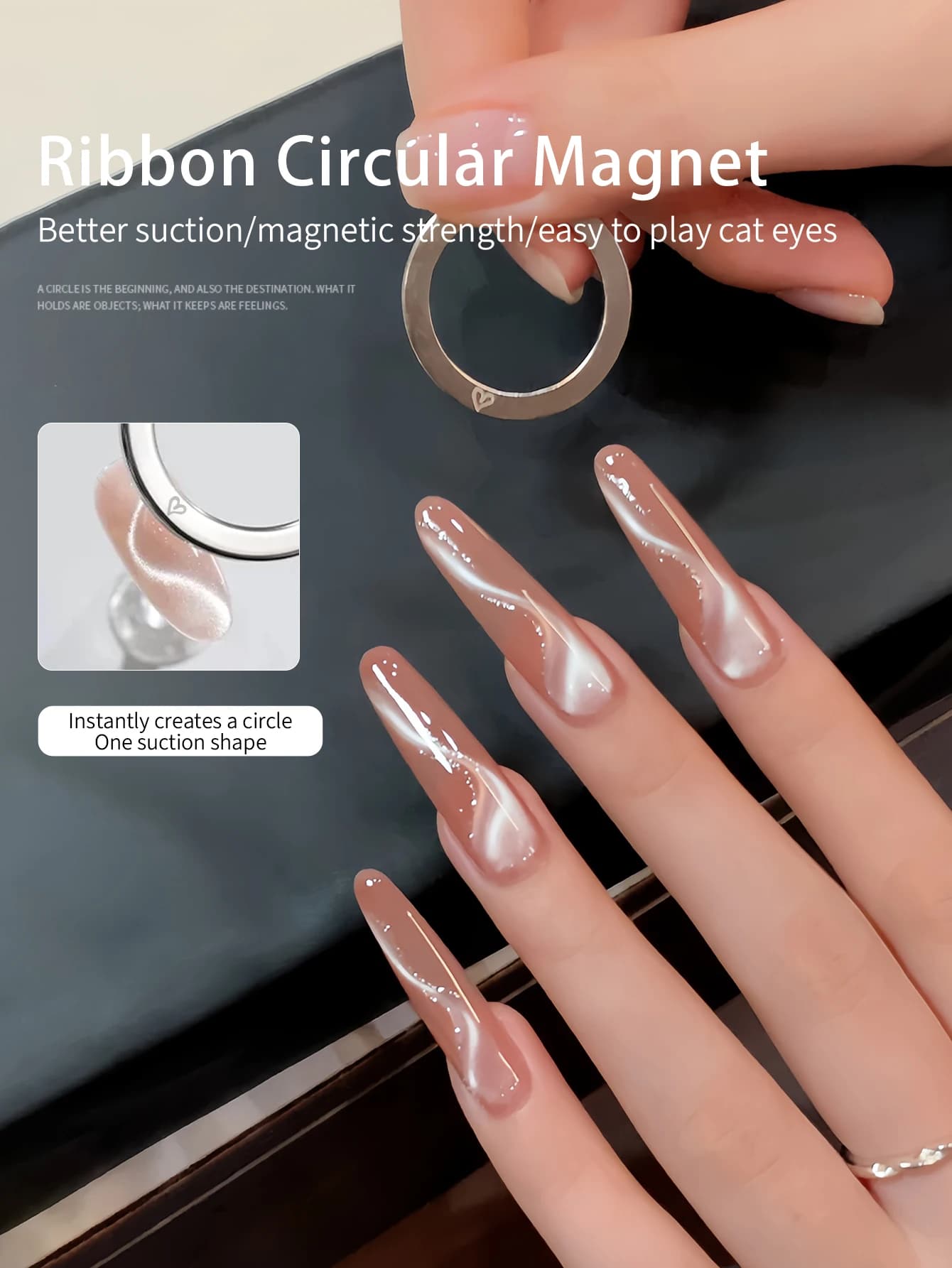 Nail Art Cat Eye Circular Magnet, Crystal Cat Eye Fancy Nail Polish Adhesive Special Super Strong Nail Magnet Stone Nail Tool