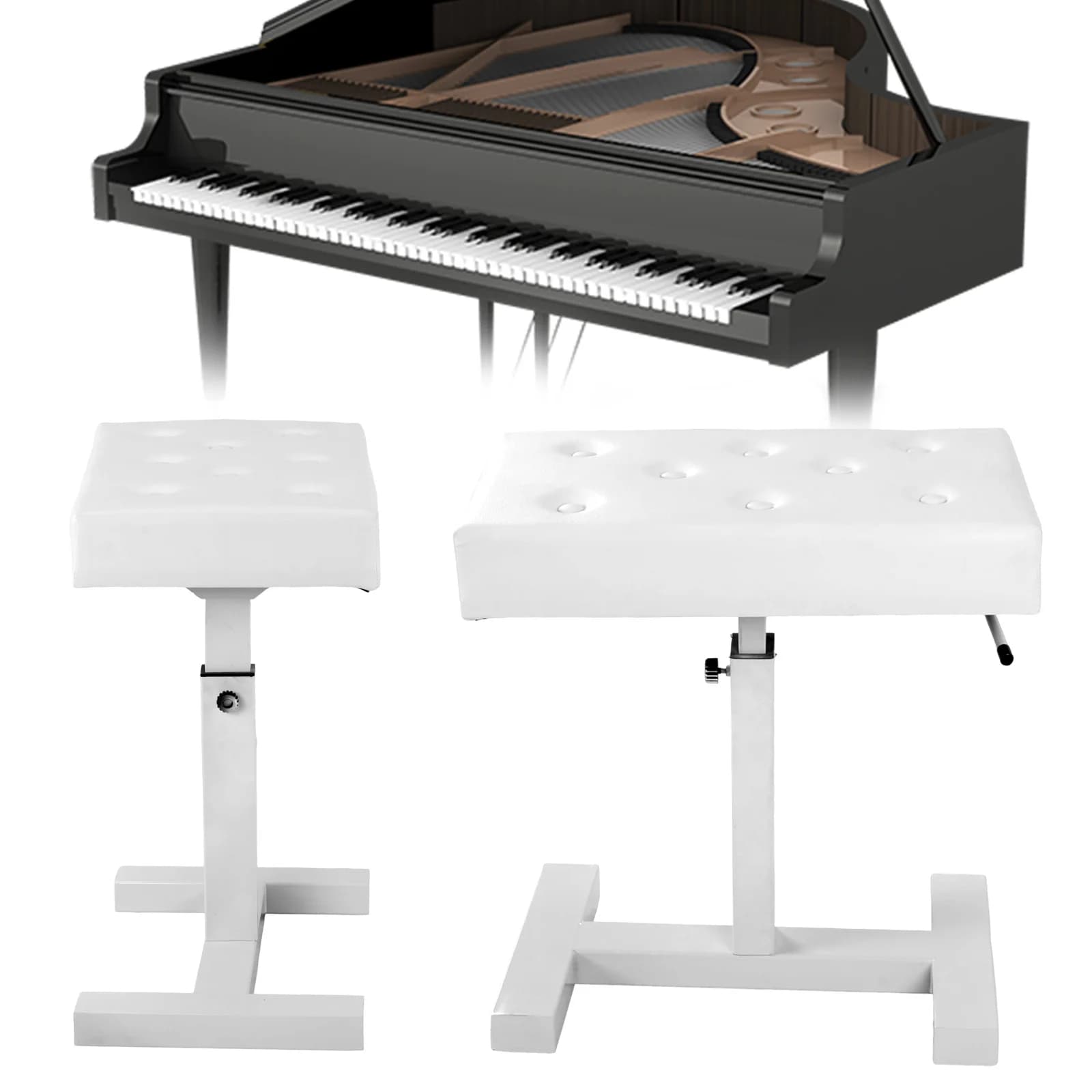 Adjustable Hydraulic Musical Stool in Height, Tasting Chair with PU Leather and Vanity Sponge, Living Room, Bedroom