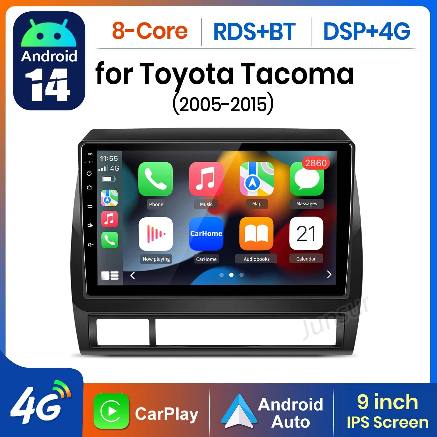 AWESAFE AI 4G LTE Wireless CarPlay Android Auto Autoradio Per Toyota Tacoma 2005 2006 2007 2008 2009-2015 GPS Navi BT DSP RDS FM