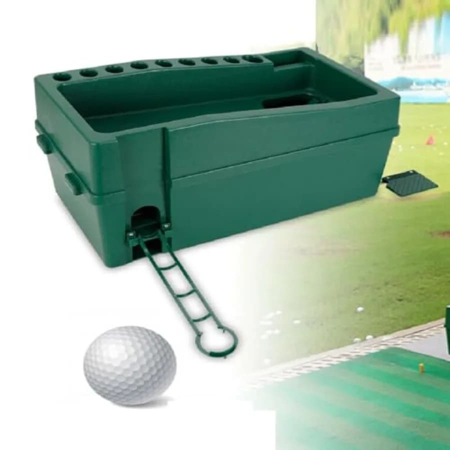 Attrezzatura da golf per allenamento: dispenser in metallo, nero, contiene 60-80 palline, non richiede elettricità, funzione tee-up automatica