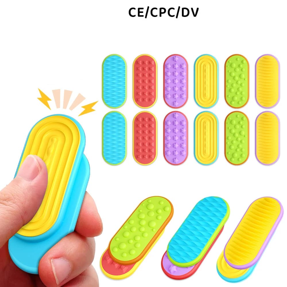 Pietre colorate per preoccupazioni Push Slider Fidget EDC Silicone Finger Push Slider Anti stress Spinner Autismo Ansia Sollievo Giocattolo sensoriale