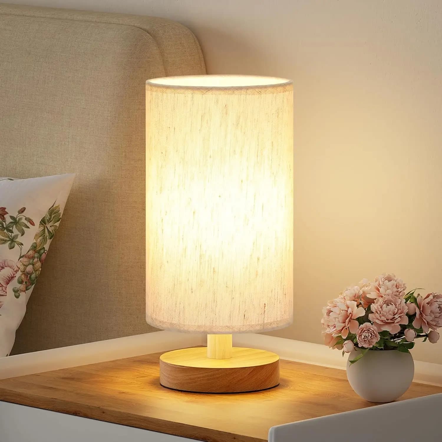 Small Table Lamp for Bedroom - Inline Control, 3000K Warm Light, Easy Assembly