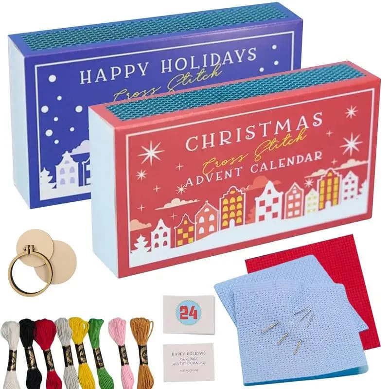 Christmas Countdown Embroidery Kit 24 Days Christmas Countdown Sewing Kit Holiday Home Decoration Christmas Sewing Kits With