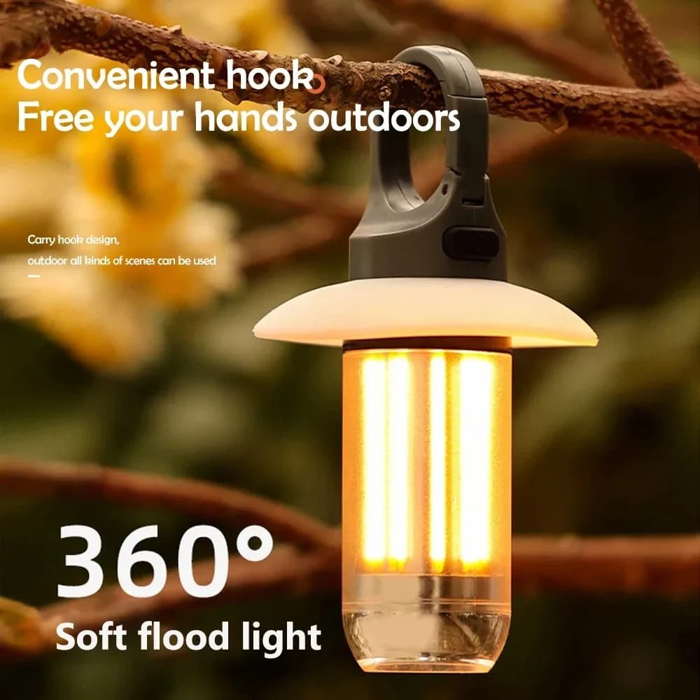 LED Flashlight Reloadable Camping Lantern 5 Mode Super Bright Tent Portable Lamp Waterproof for Hiking Fishing Activities Open