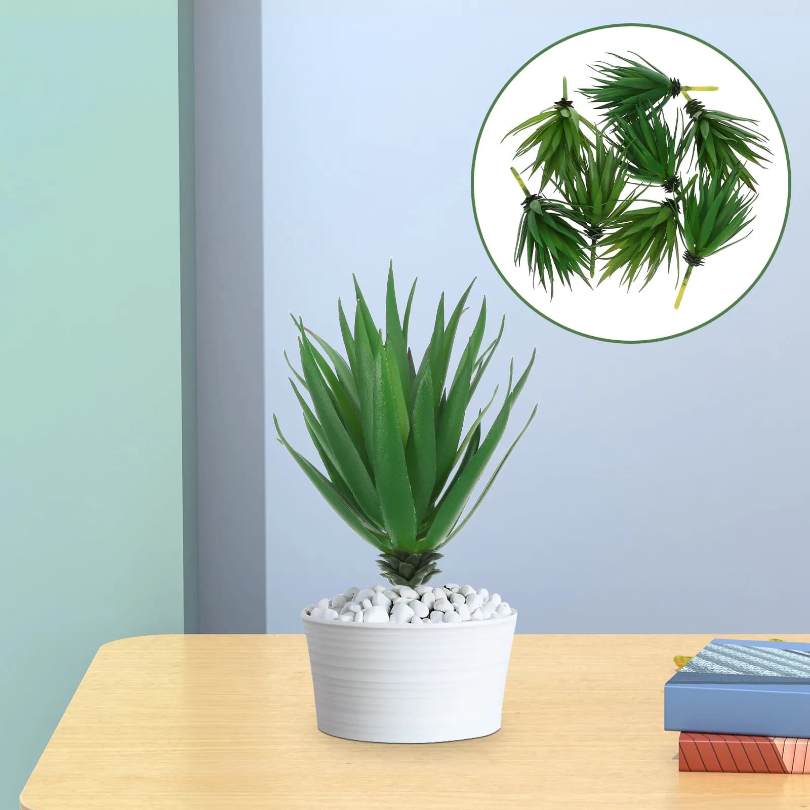 8 Pcs Artificial Plants Outdoor Hanging Cymbidium Greenery Stems Fern Succulents Agave Flowers