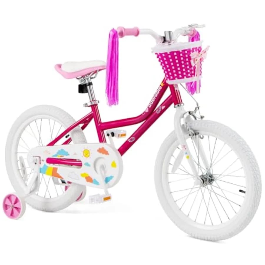 Bicicletta per Bambine 12 14 16 18 Pollici per 3-8 Anni con Rotelle, Sella Regolabile, Manubrio, Freno a Mano e Freno a Contropedale