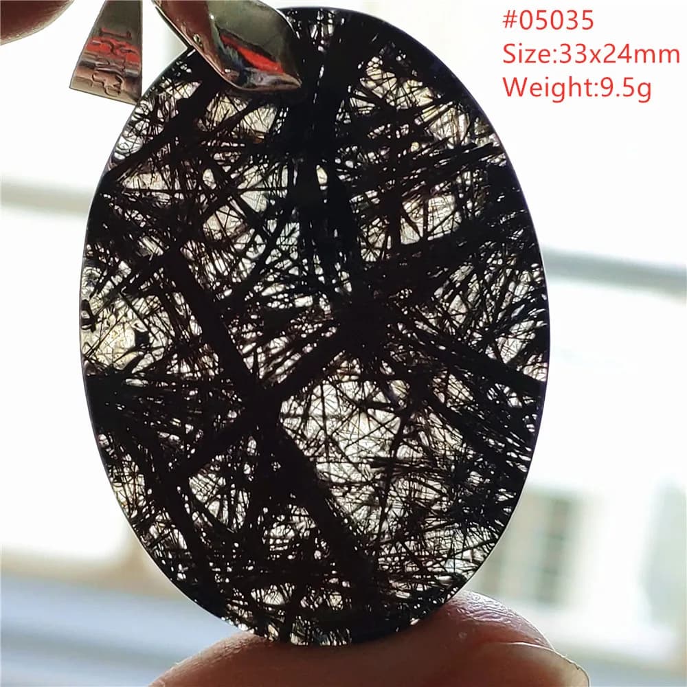 Natural Black Rutilated Quartz Pendant Rutilated Necklace Brazil Rectangle Water Drop Bead Women Men Jewelry AAAAA