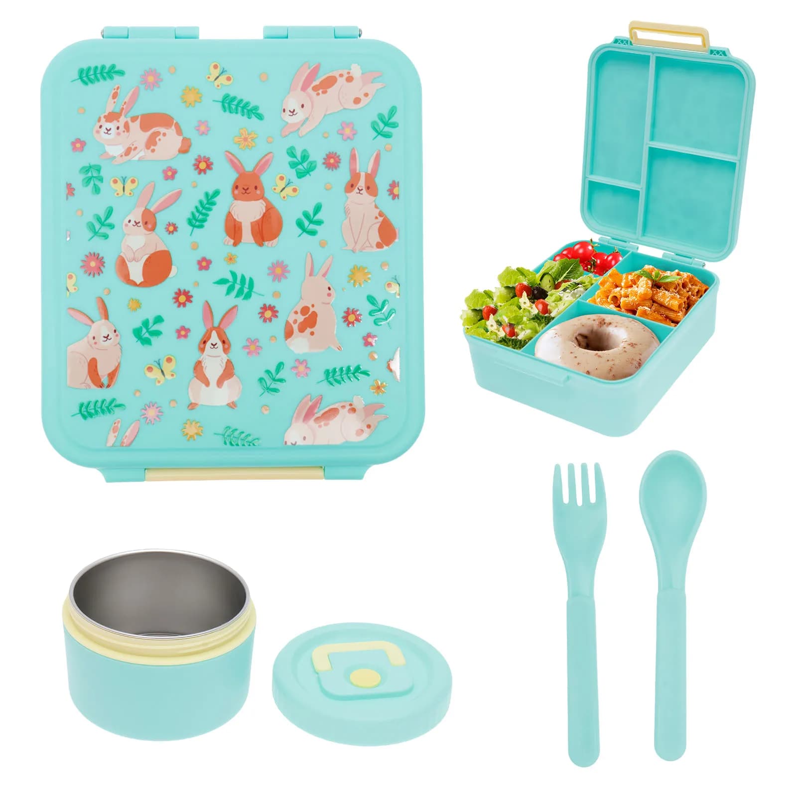 Lunch Box Bento da 1700 ML Lunch Box per bambini con barattolo di zuppa Cucchiaio e forchette Contenitore per alimenti a prova di perdite per studenti Lavoratori Bambini