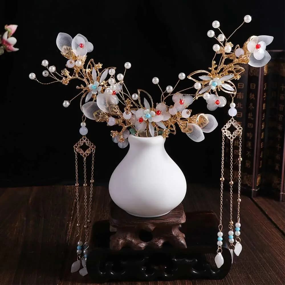 Alloy Bridal Headwear Plastic U-Shape Wedding Dress Hair Accessories Light Colors New Chinese Style Earrings Hairpin Set Hanfu
