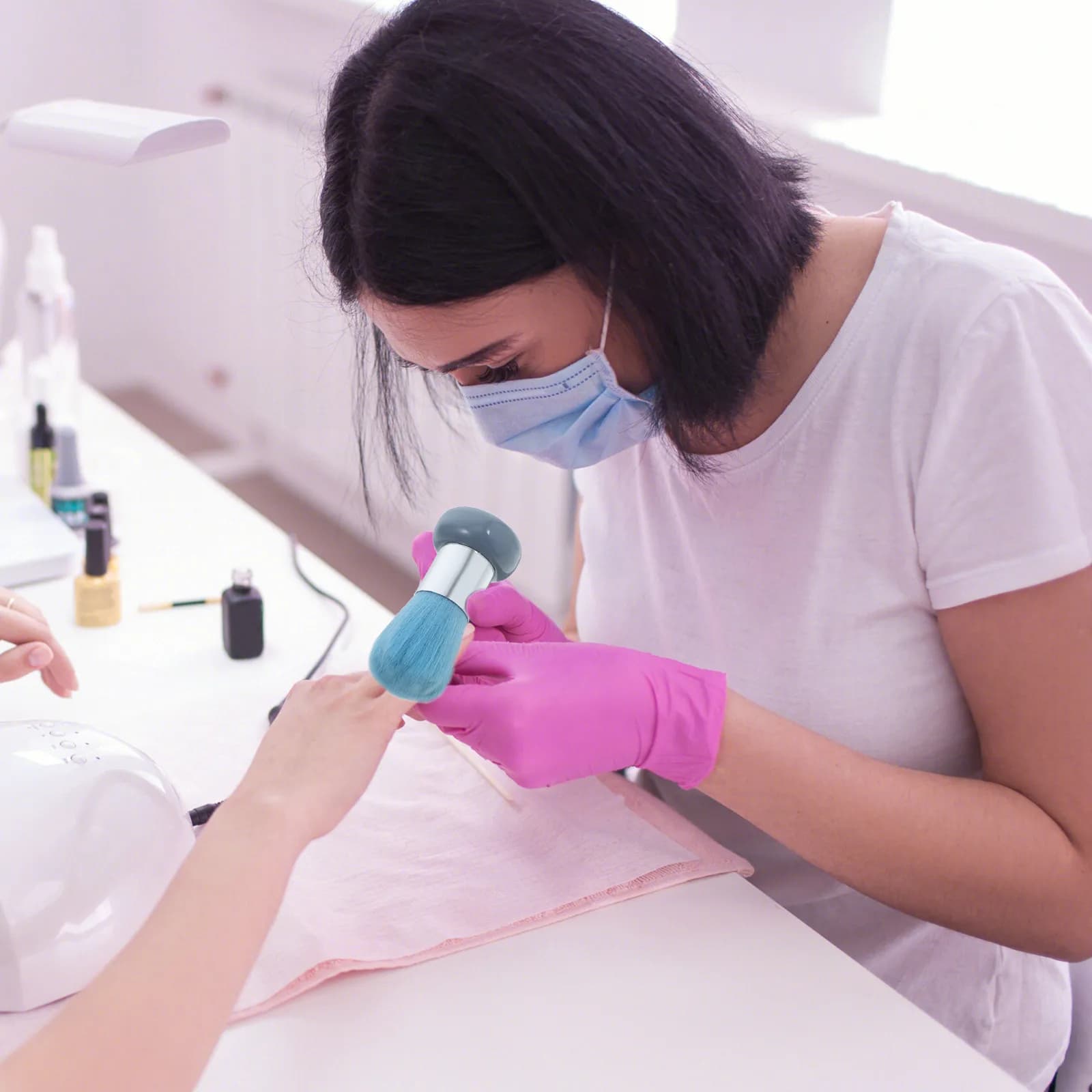 Spazzola per la Pulizia delle Unghie con Manico Morbido e Confortevole per Unghie di Mani e Piedi, Spazzola Portatile per Manicure e Rimozione Polvere per Uso Professionale