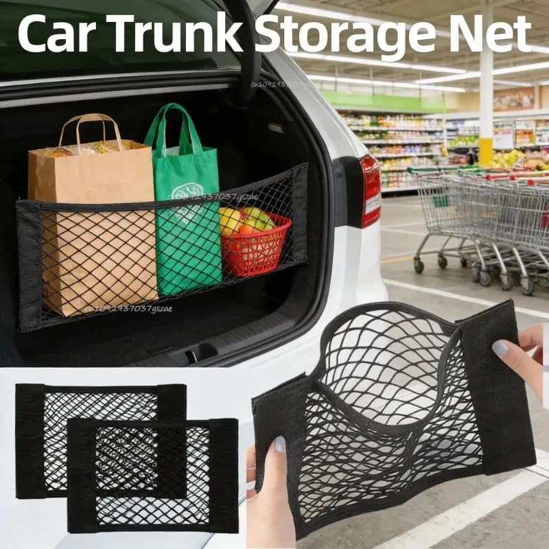 Car holder network, extendable mesh network, universal magic elastic pocket, car organizer and back seat