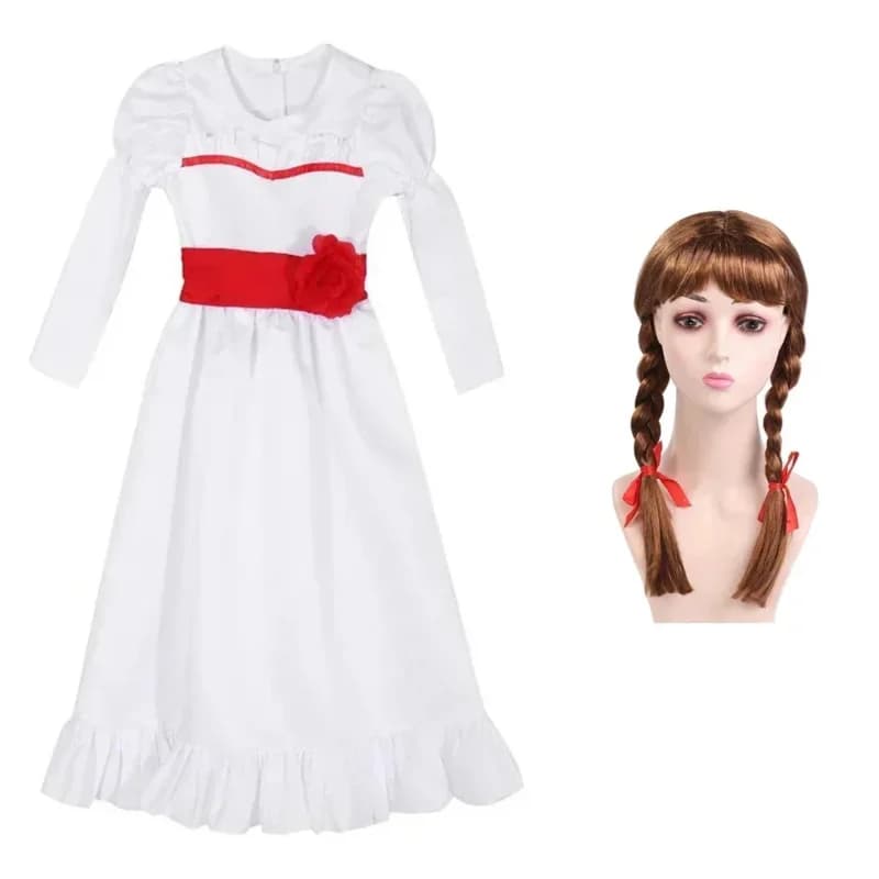 Bambini adulti Horror Sposa di Chucky Annabelle Costume Cosplay Parrucche Vestito Pazzo Bambola Maschera Donne Ragazze Malvagio Halloween Vestiti6;d