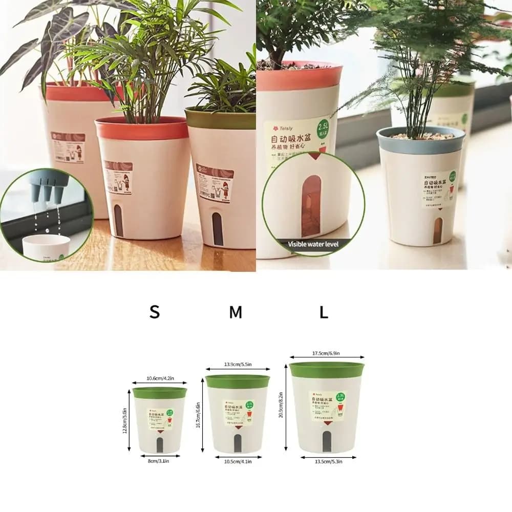 Plastic Lazy Hydroponic Flower Pot Living Room Office Decor Succulent Plant Pot Planter Self Watering Planter