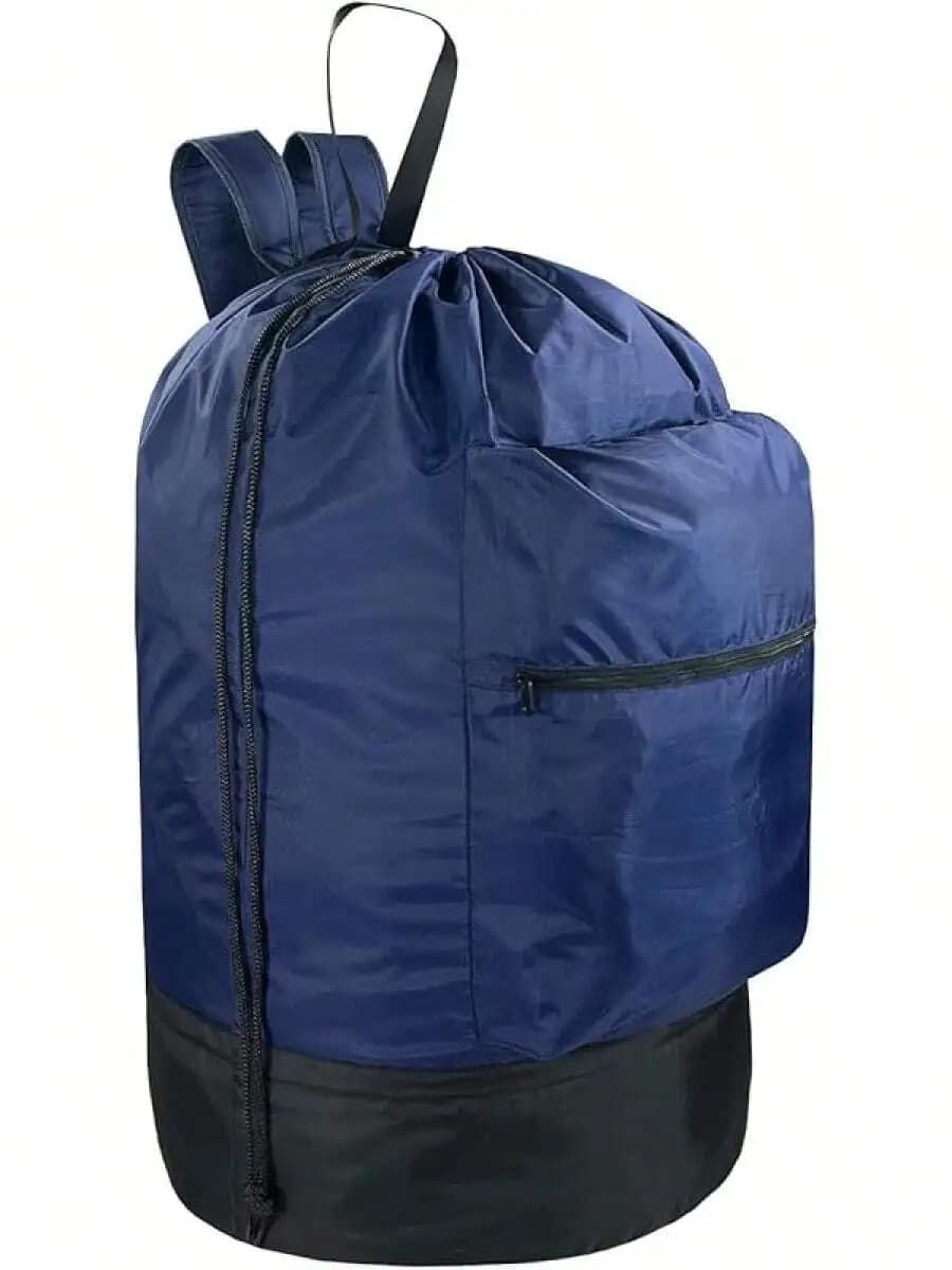 Laundry Bag Backpack With Drawstring Closure And Pocket For College Dorm, Laundromat, Apartment, Travel, Black, 1 Pack.Halloween